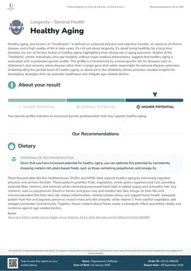 Dynova Longevity Raporu — örnek sayfa 2